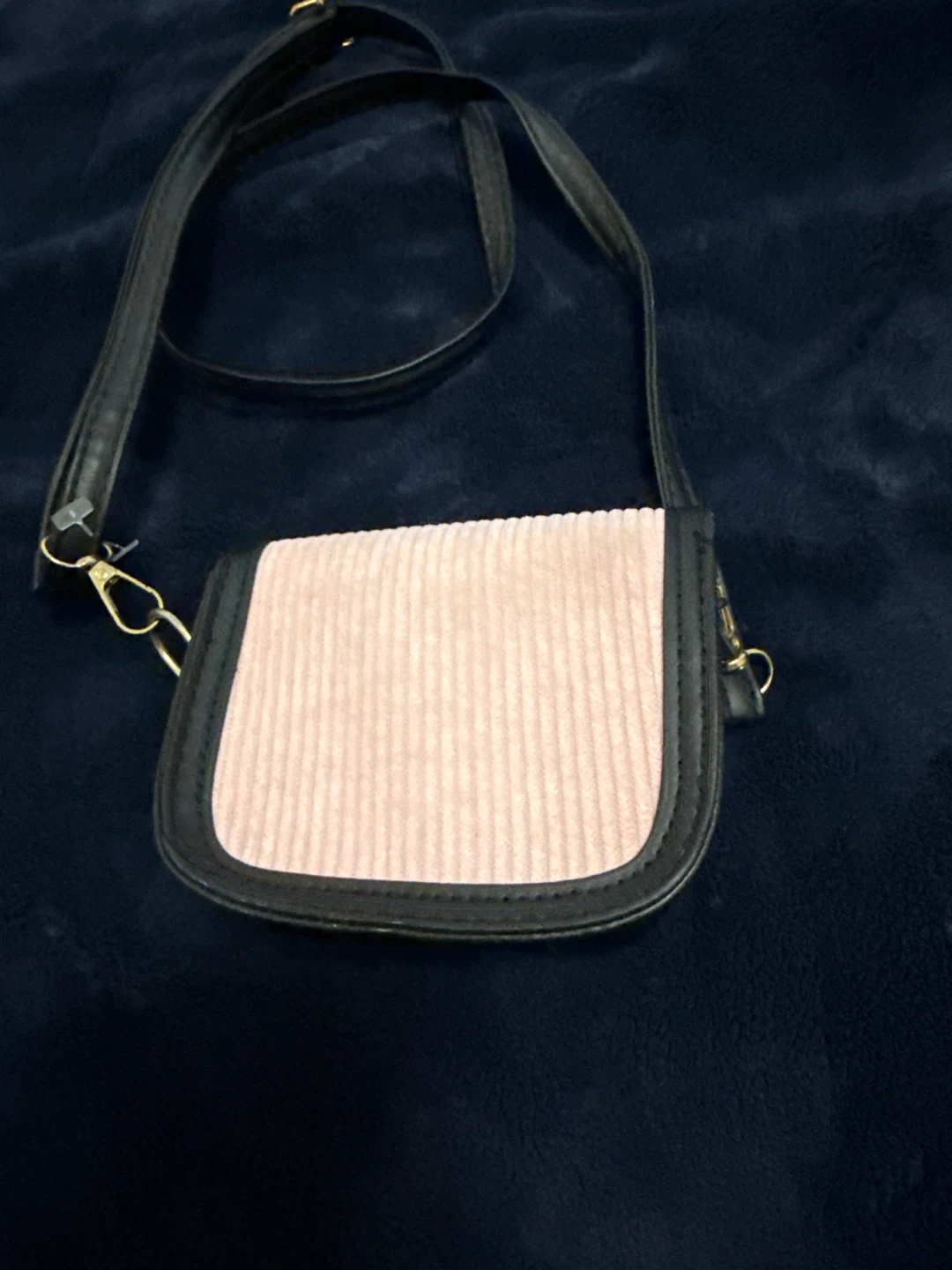 Black and Pink Corduroy Crossbody Bag - photo 2