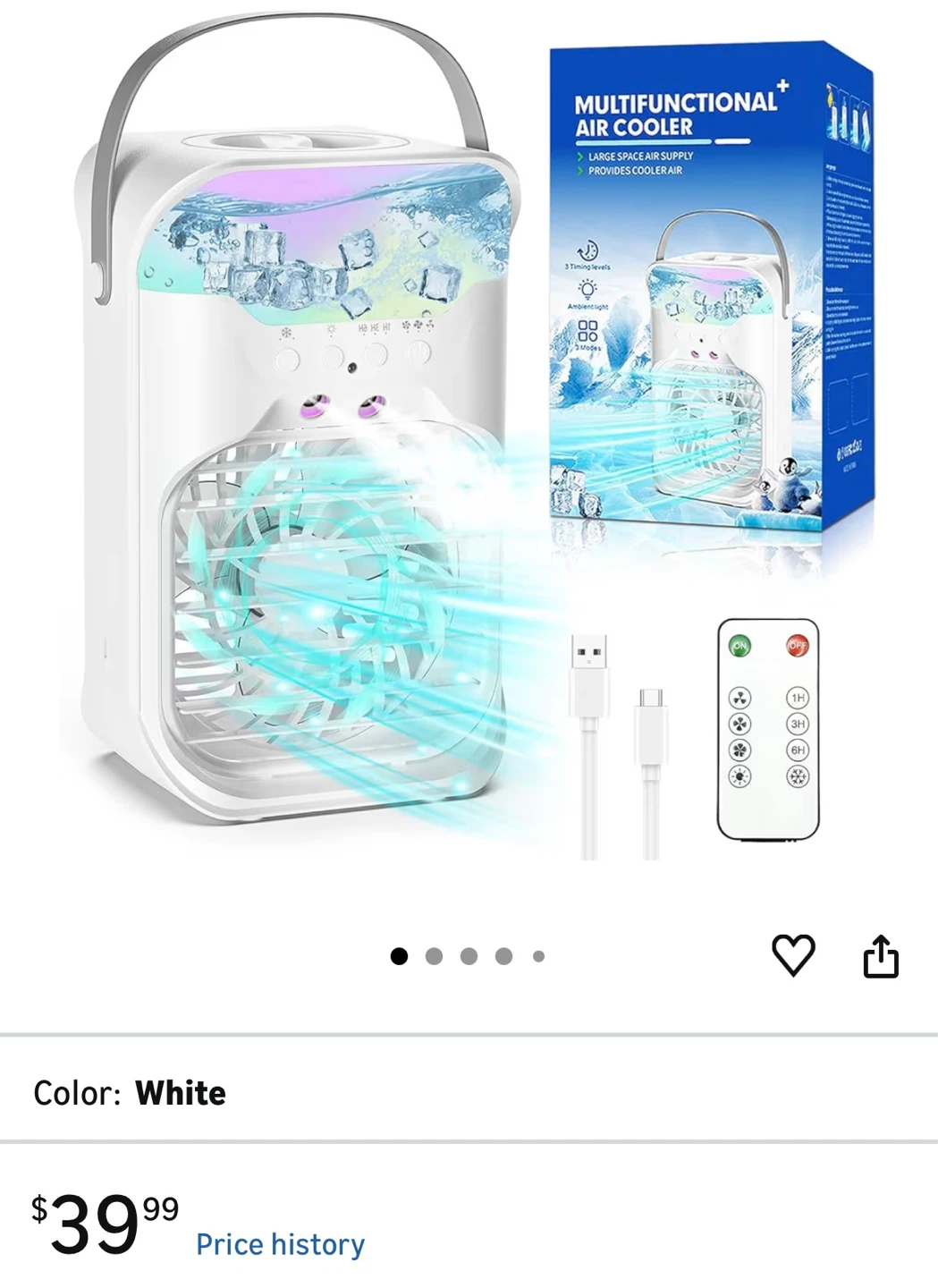 Portable 4-in-1 Multifunctional Air Cooler Fan with Remote - photo 2