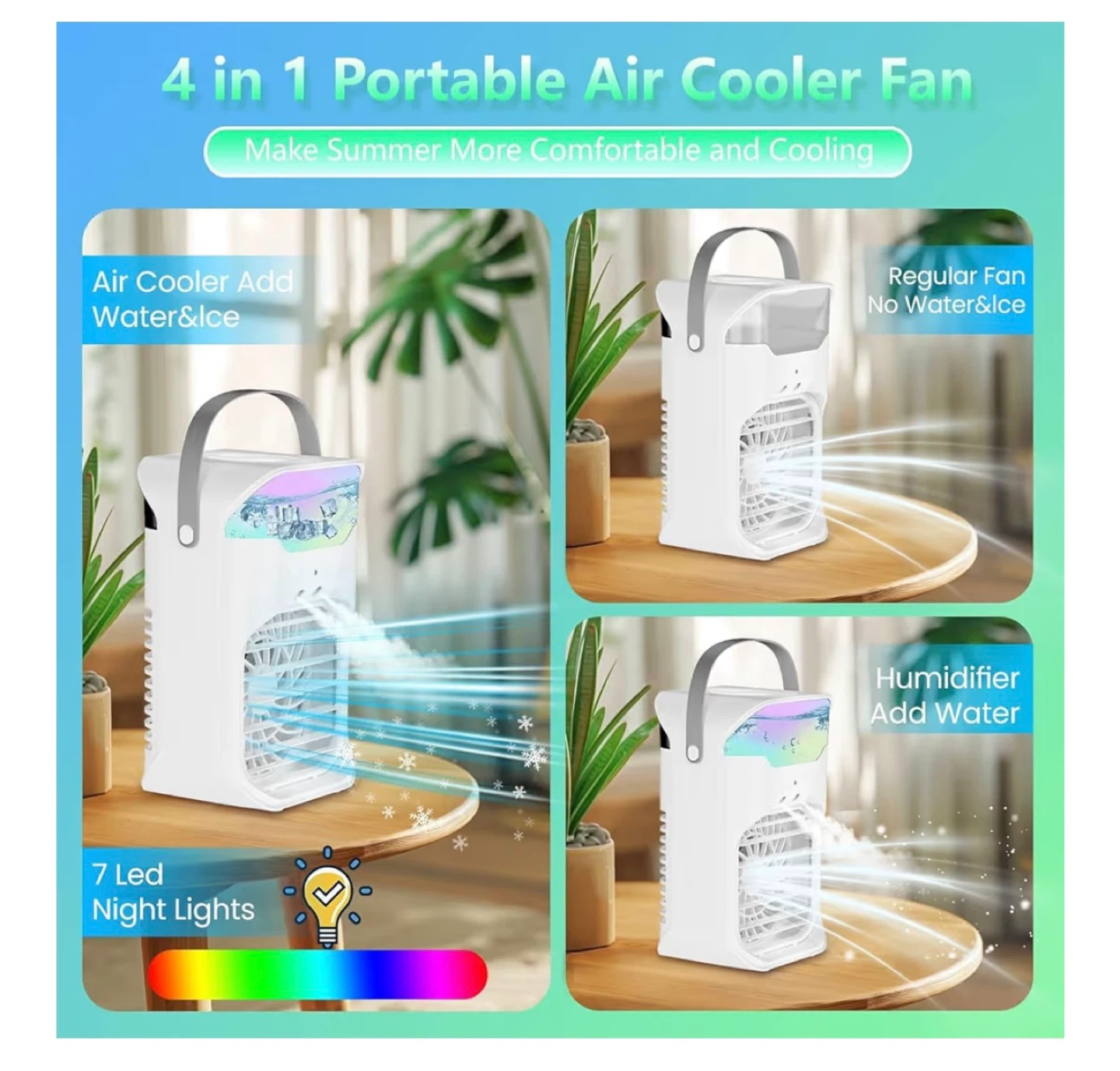 Portable 4-in-1 Multifunctional Air Cooler Fan with Remote - photo 3