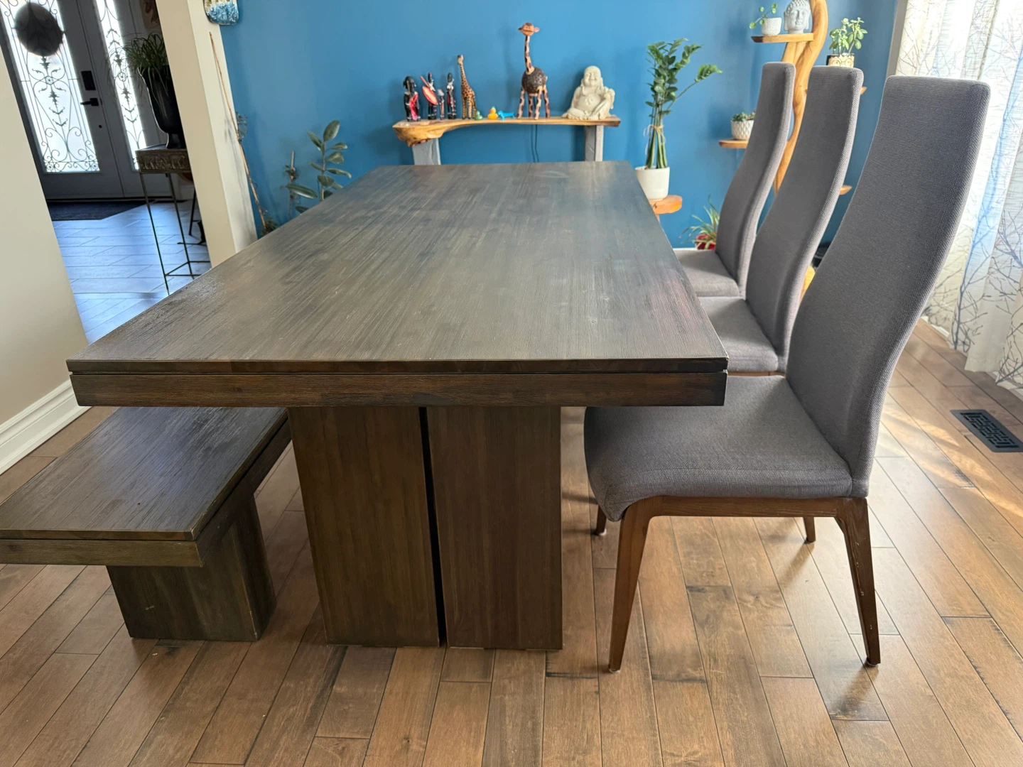 Wooden Dining Table with 4 Chairs and Bench - photo 3