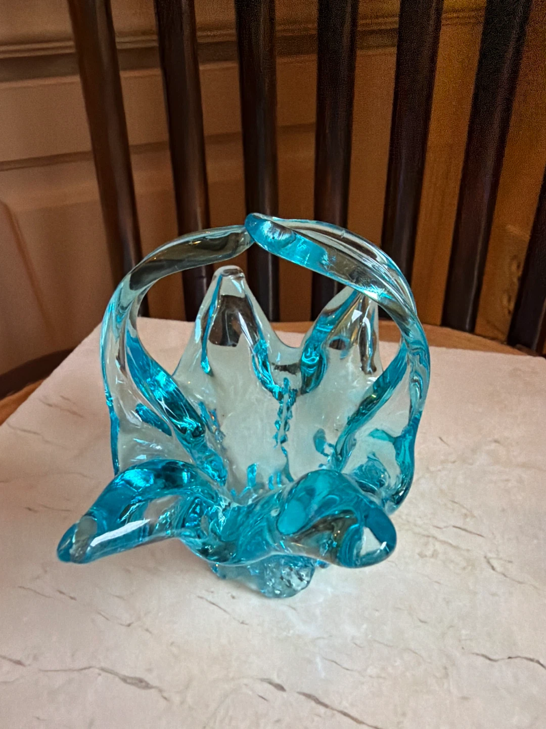 Vintage Ice Blue Glass Basket - photo 3