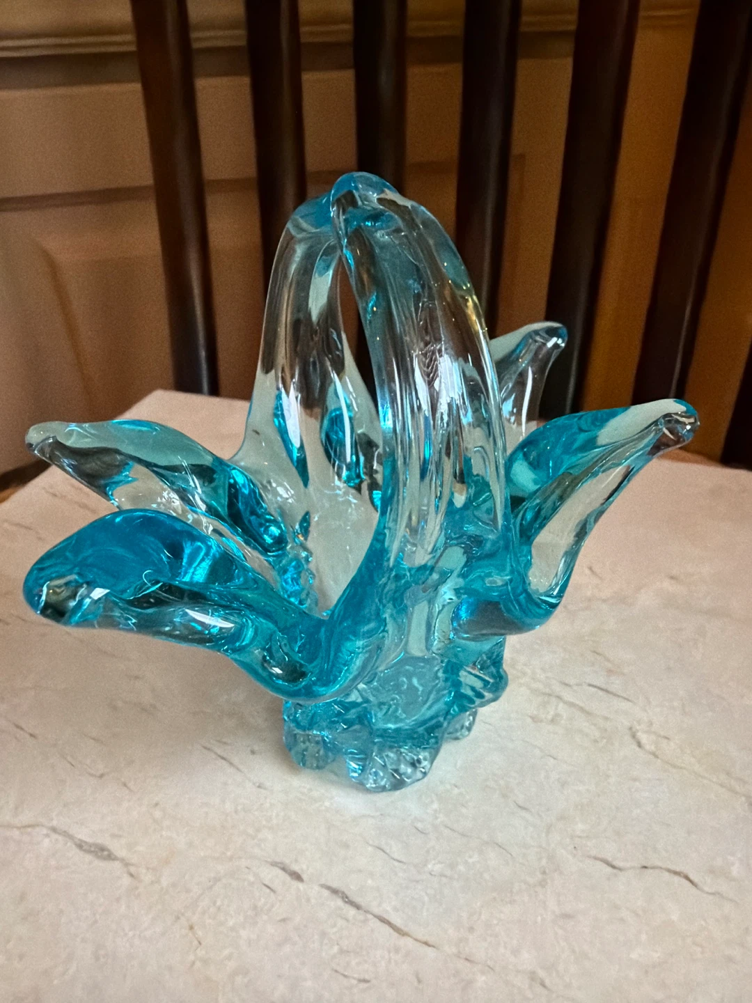 Vintage Ice Blue Glass Basket - photo 2
