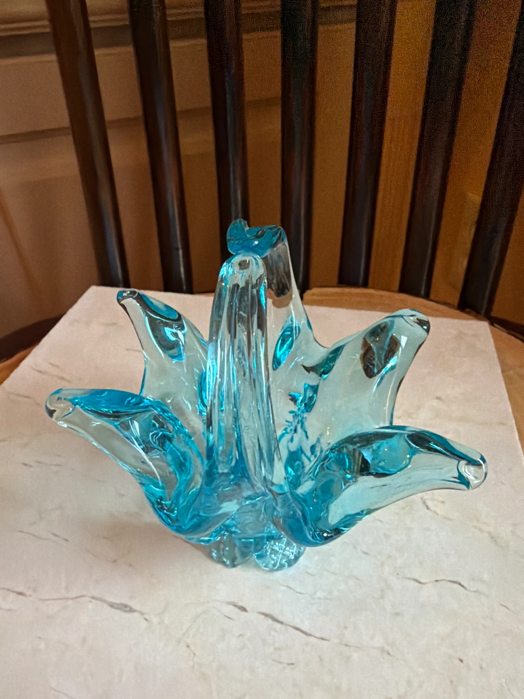 Vintage Ice Blue Glass Basket - photo 4