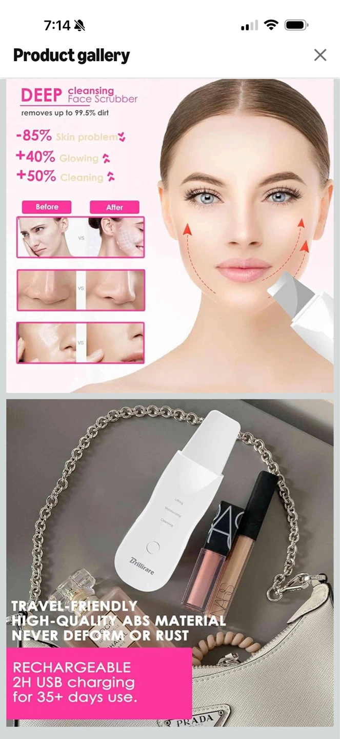 Drillirare Ultrasonic Face Scrubber 3 Modes Wireless White - photo 5