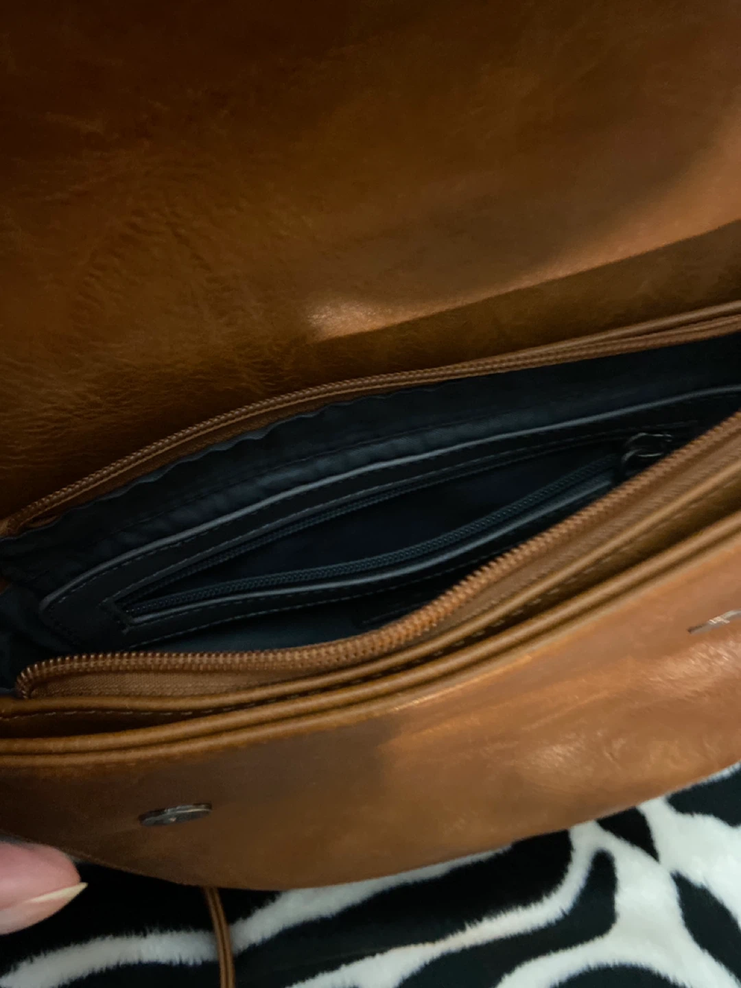 Brown  Vegan Leather Shoulder Bag - photo 2