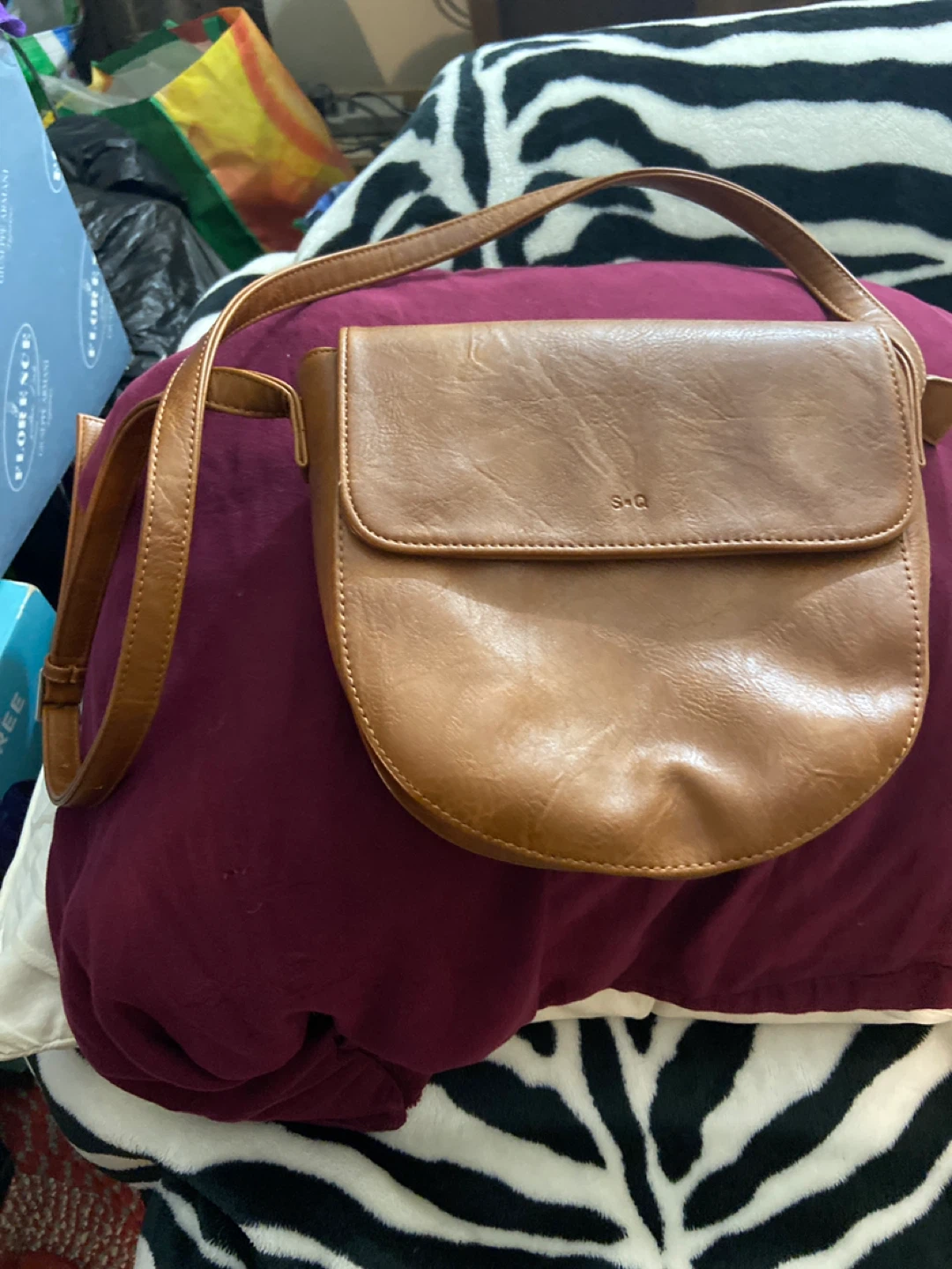 Brown  Vegan Leather Shoulder Bag