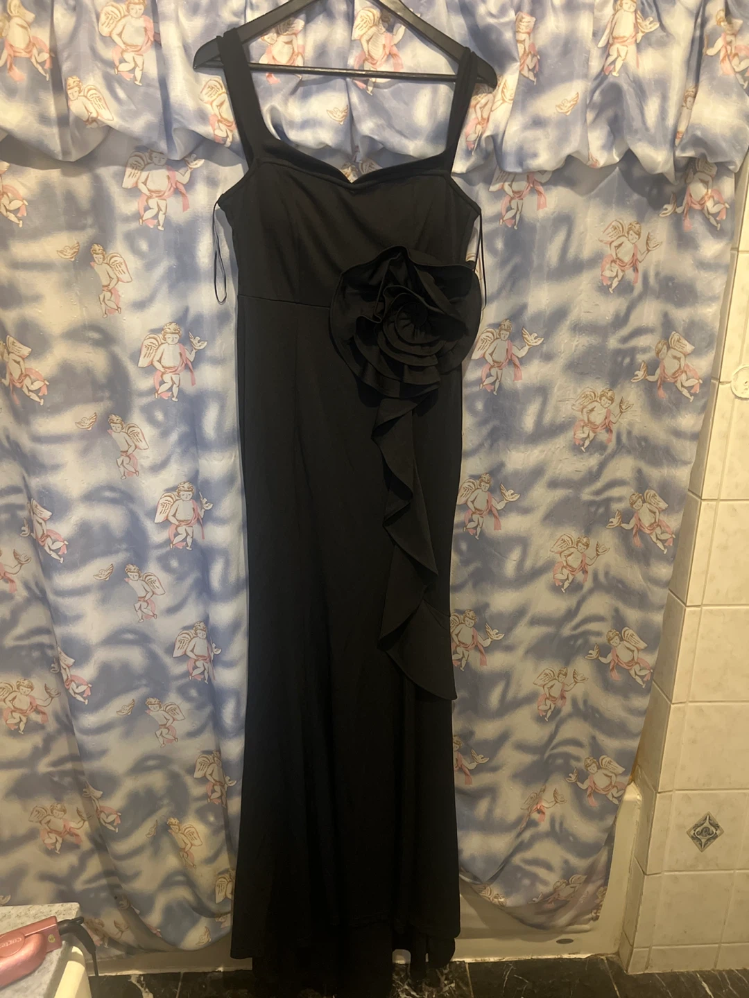 Black Formal Dress with Rose Detail