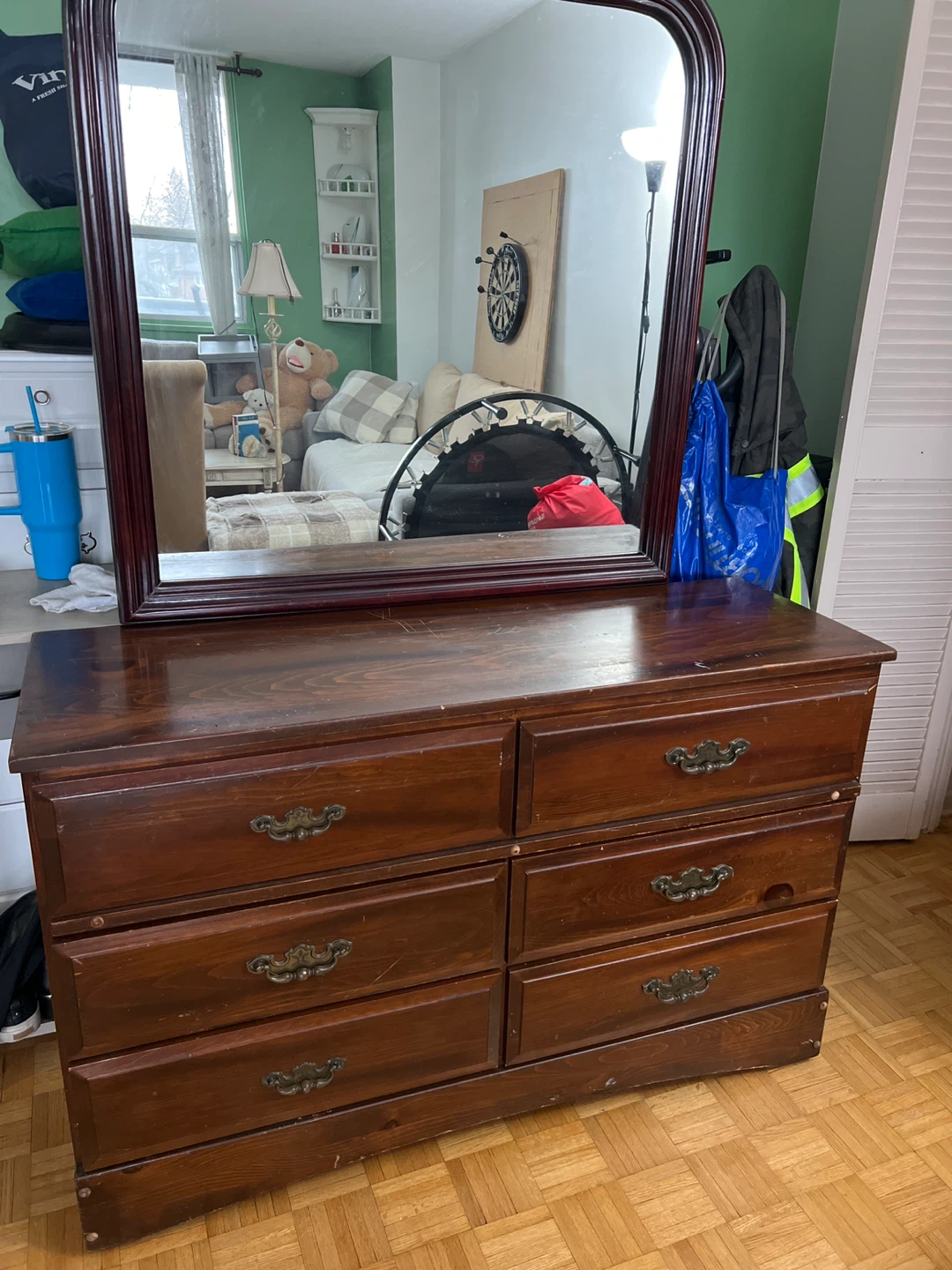 Dark Wood Dresser with Mirror