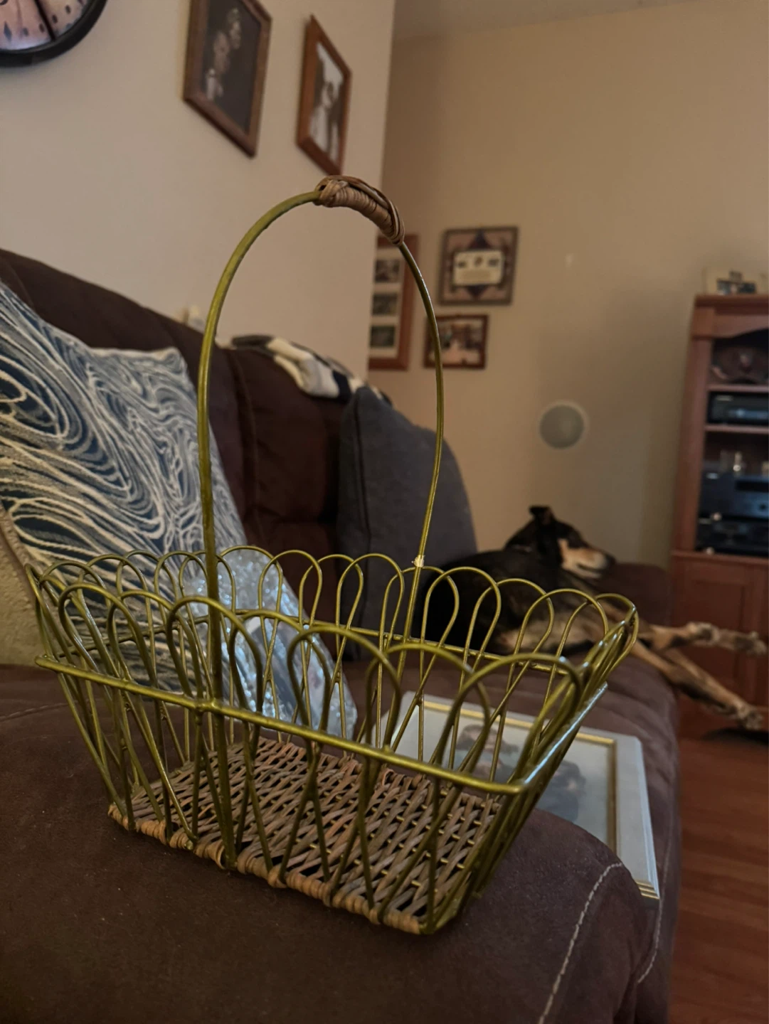 Decorative Metal and Wicker Basket with Handle - photo 2