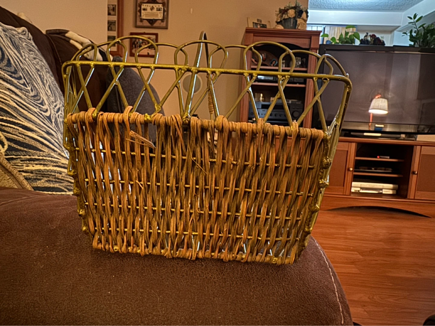 Decorative Metal and Wicker Basket with Handle - photo 3