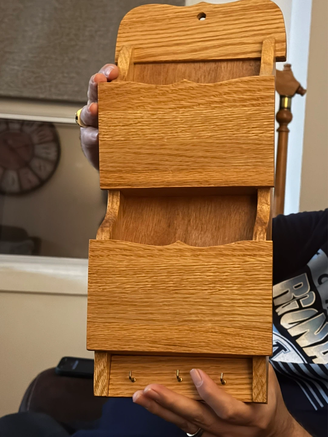Wooden Wall Mail Sorter with Key Holder