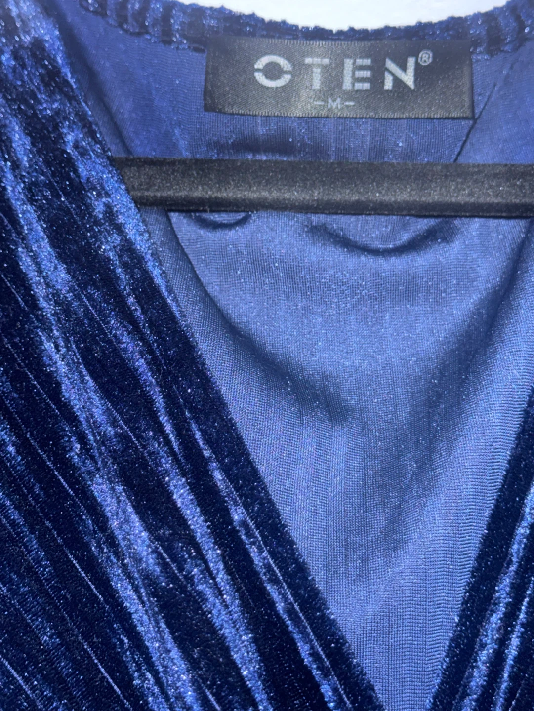 OTEN Blue Velvet Wrap Dress - Size M - photo 5