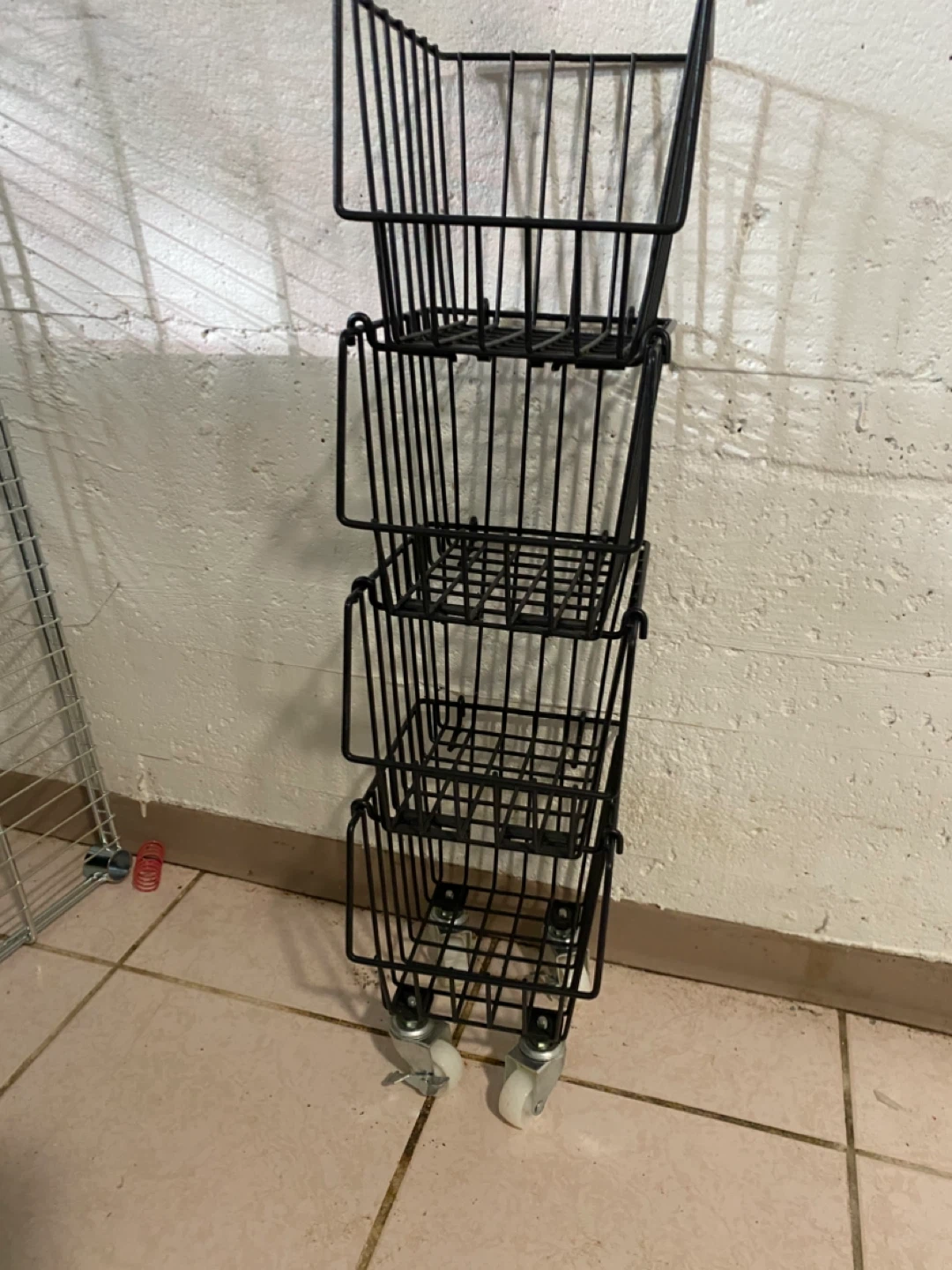 Black Wire Storage Baskets on Wheels