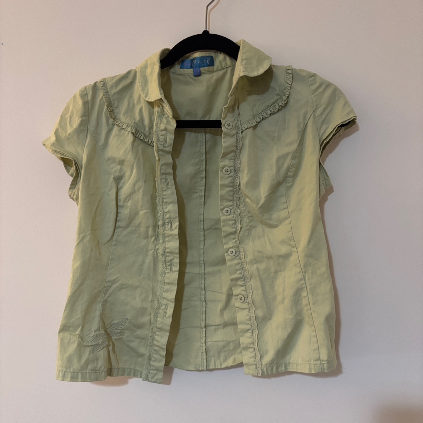 Light Green Short Sleeve Button-Up Shirt