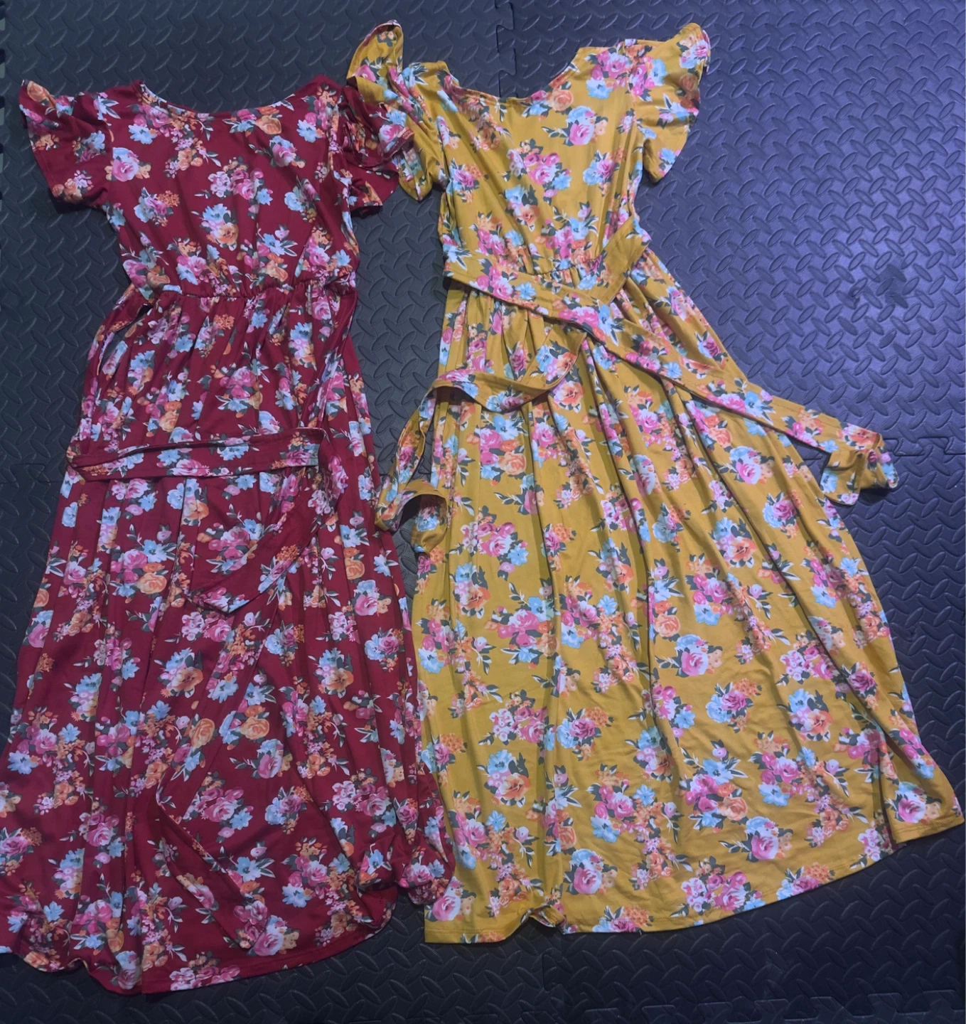 Two floral print maxi dresses
