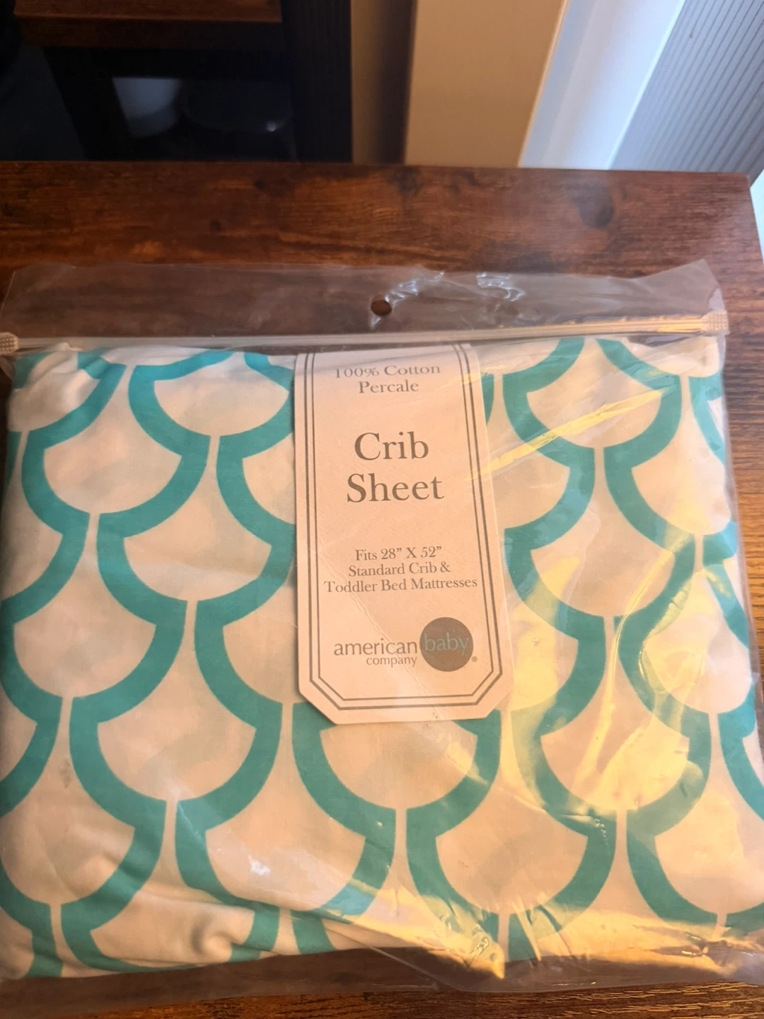 American Baby Company Crib Sheet - Aqua Sea Waves