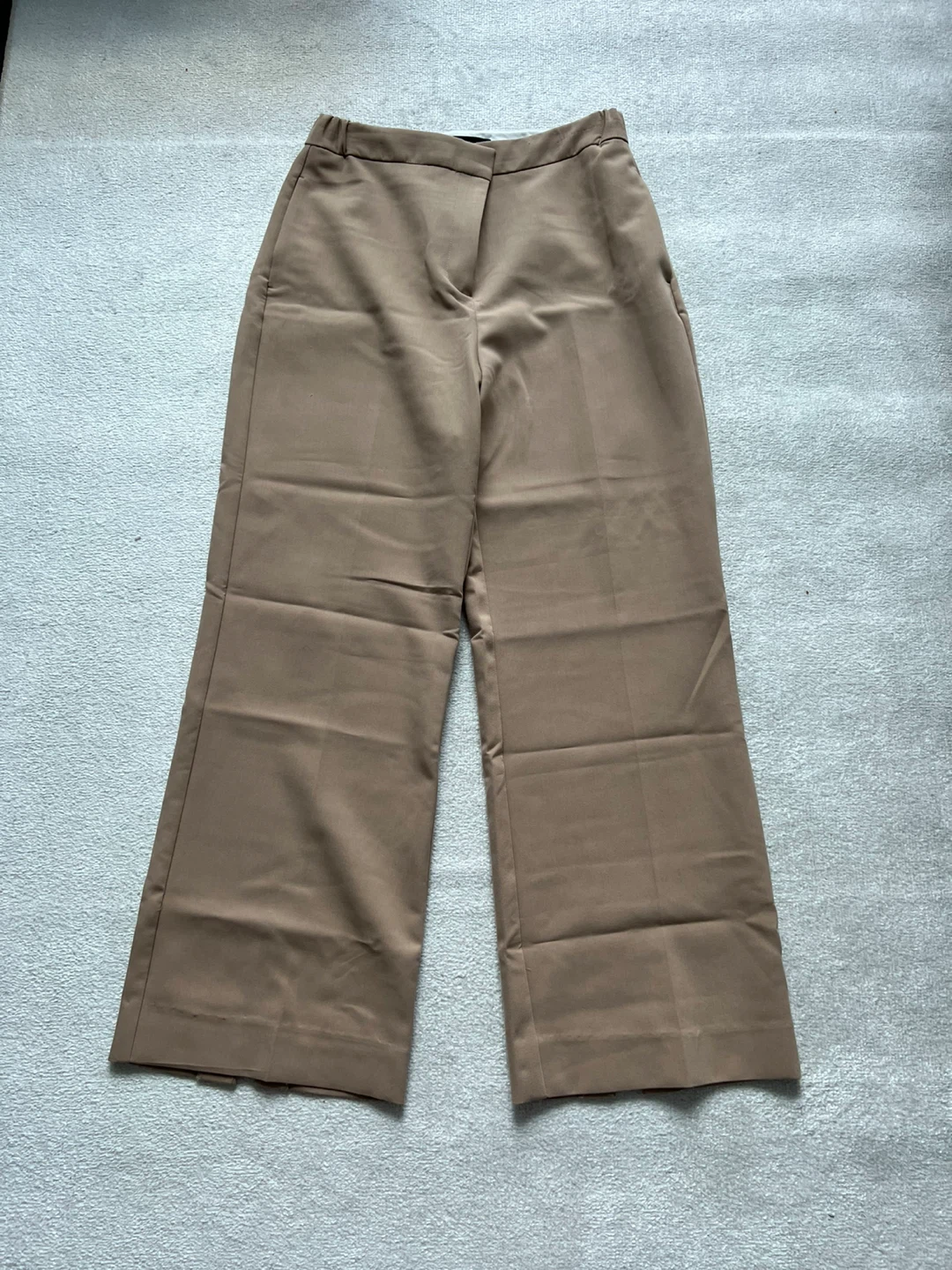 ZARA Wide Leg Cropped Pants Tan - Size L