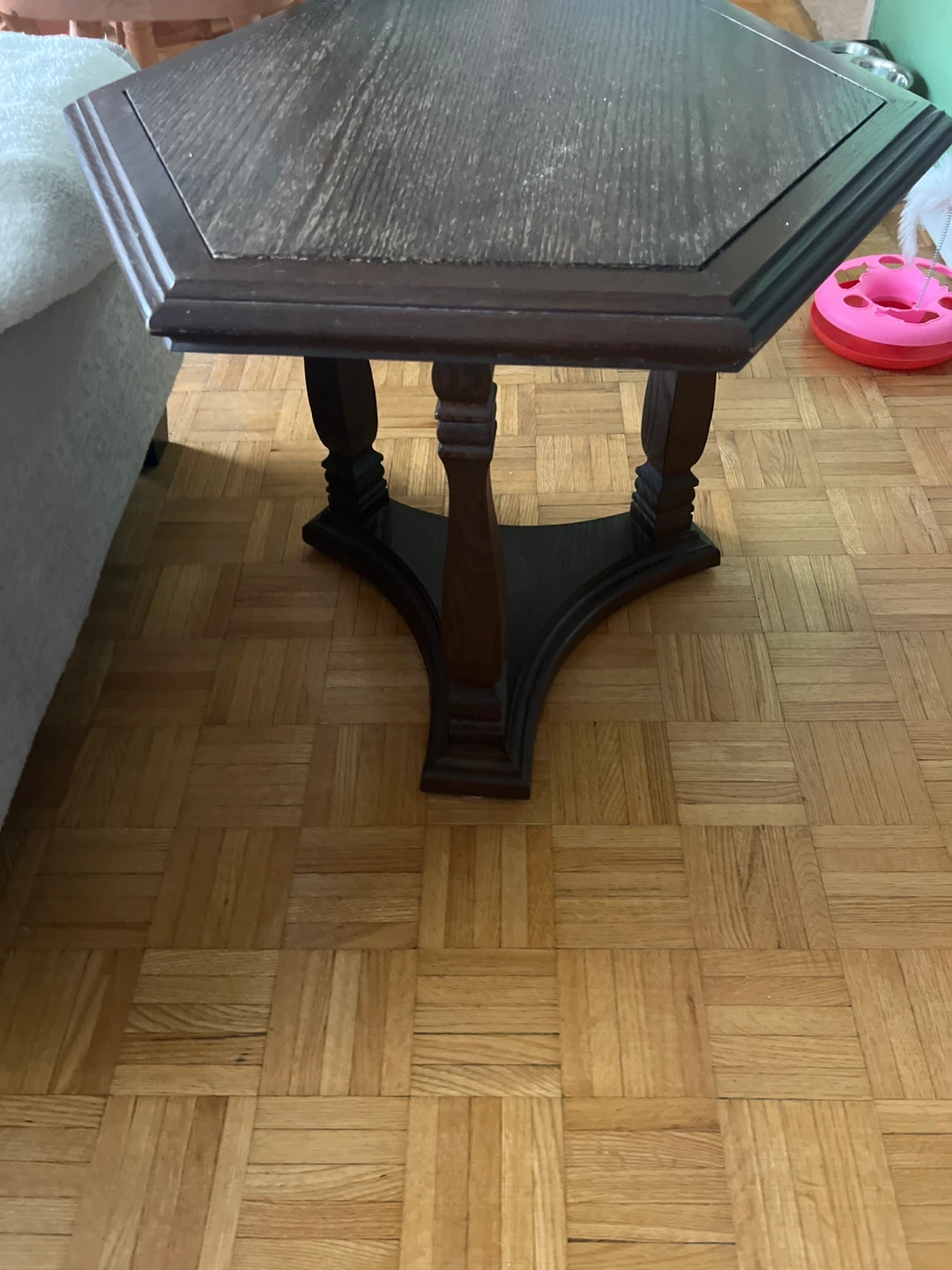 Dark Wood Hexagonal End Table - photo 2