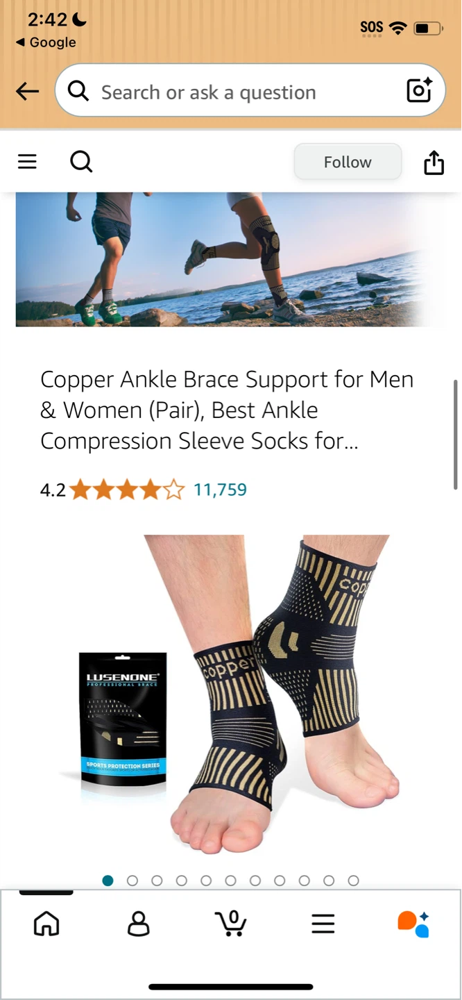 New Copper Ankle Brace Support (Size M, Pair) - photo 4