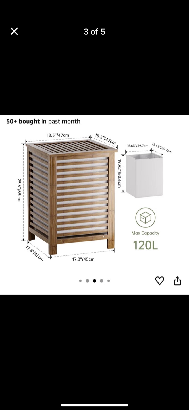 Bamboo Laundry Hamper - 120L Capacity - photo 2