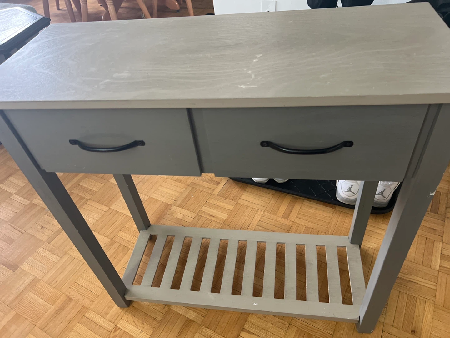 Grey Console Table with Two Drawers