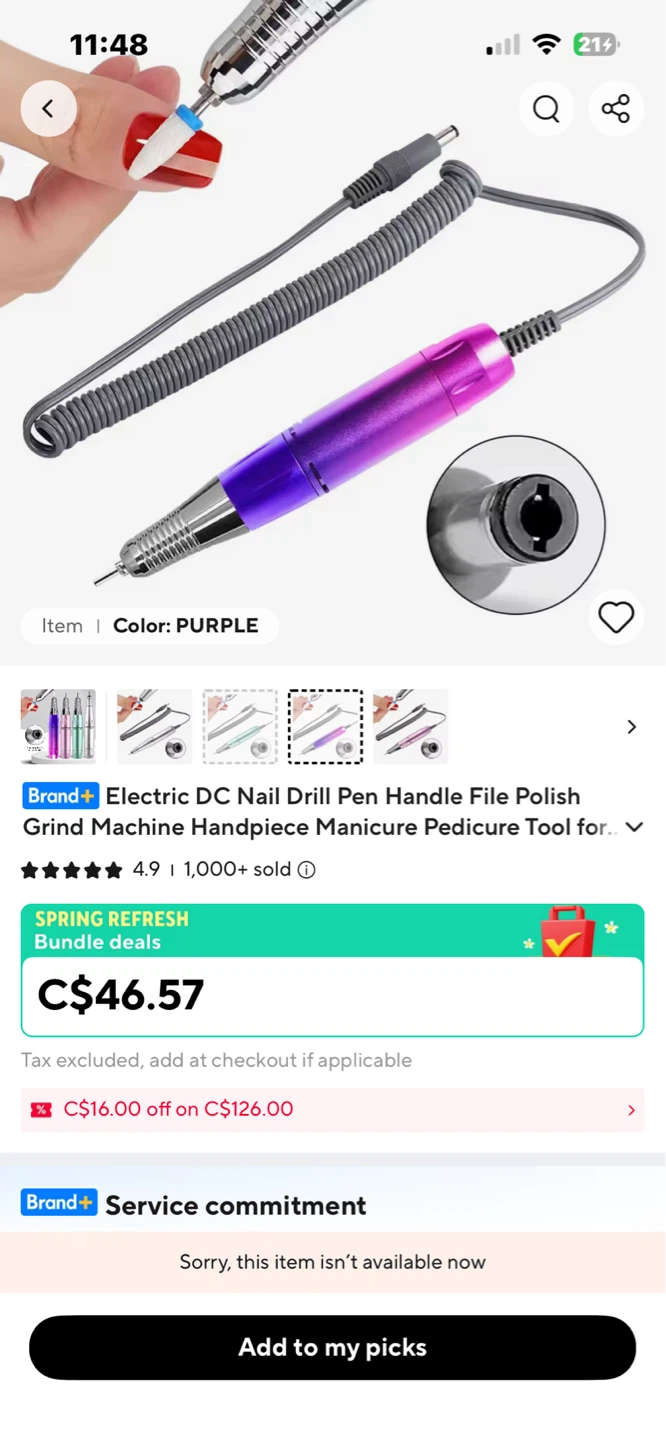Electric DC Nail Drill Pen Handle File Polish Machine