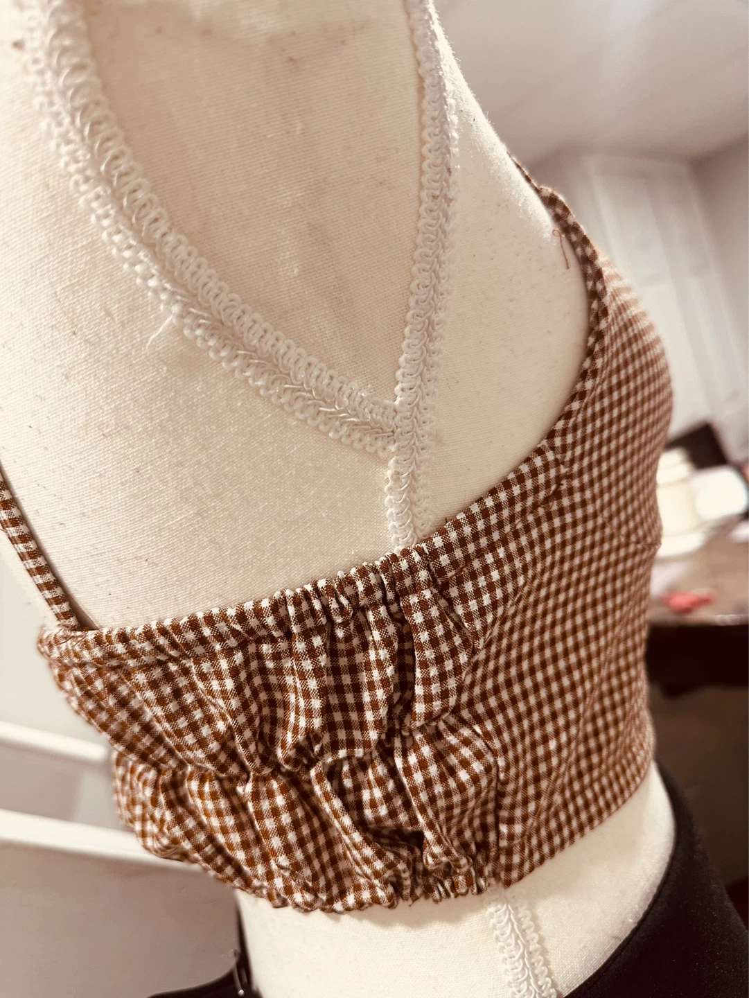 Buy 1 take 1 free Brown Gingham Crop Top - photo 4