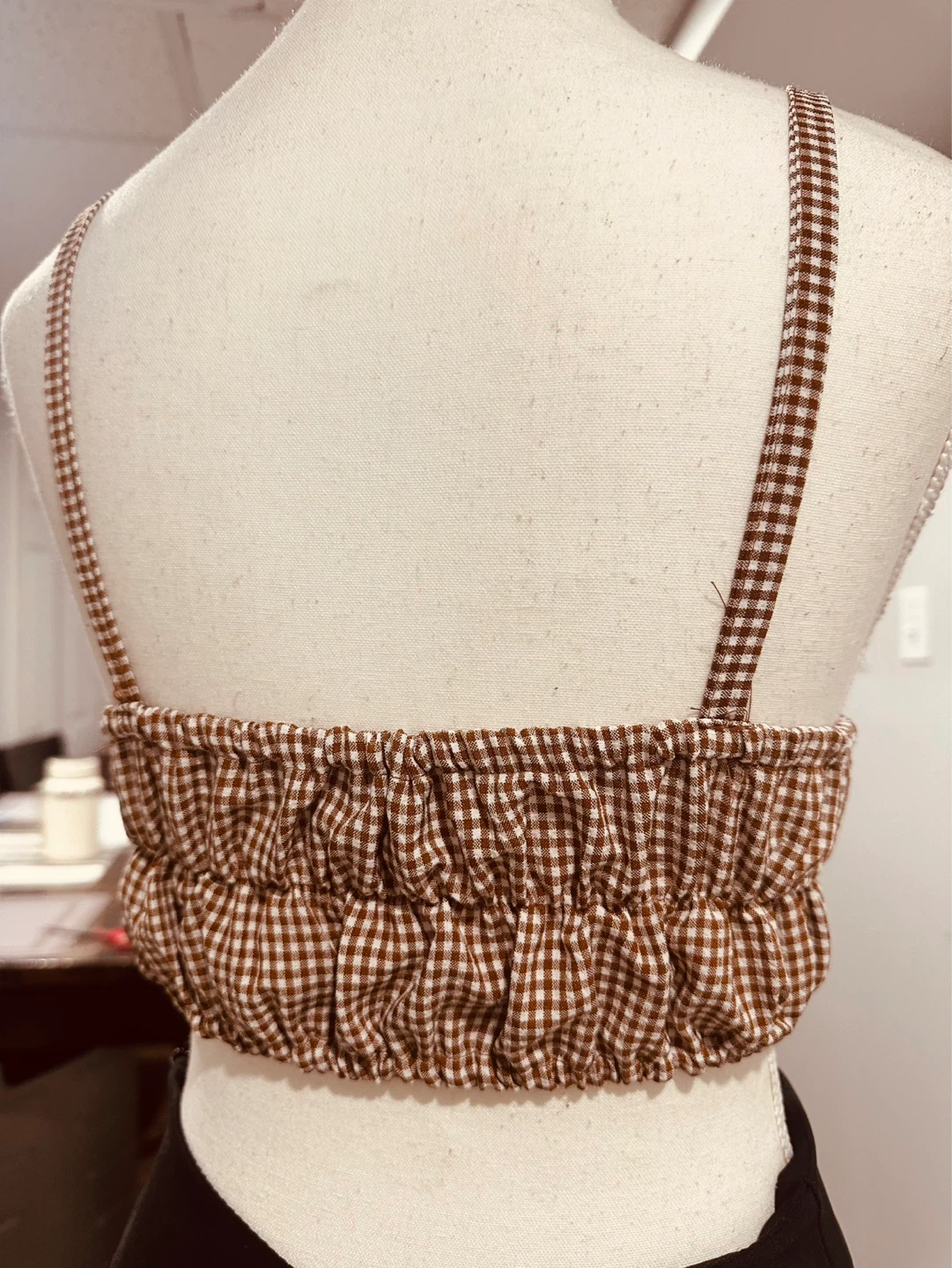 Buy 1 take 1 free Brown Gingham Crop Top - photo 3