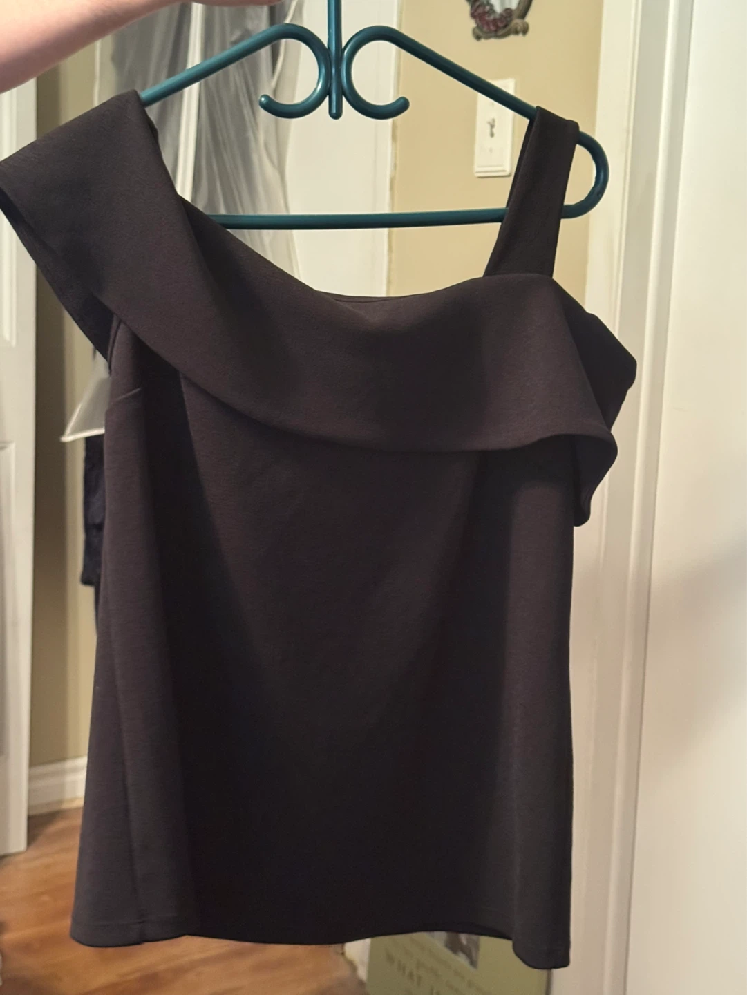Black One Shoulder Ruffle Top