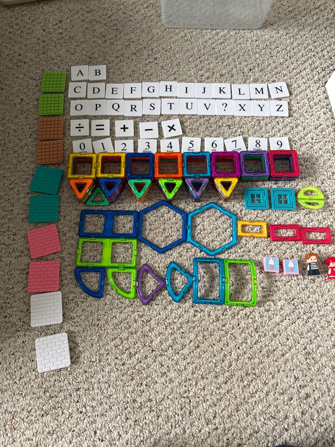 86 Magnetic Building Tiles Set  with Letters, #’s & Shapes