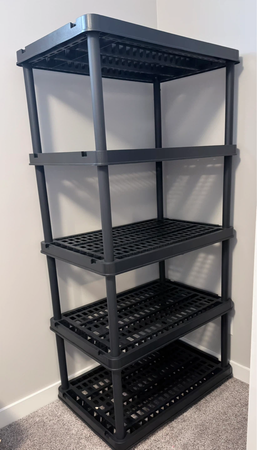 Black 5-Tier Plastic Shelving Unit