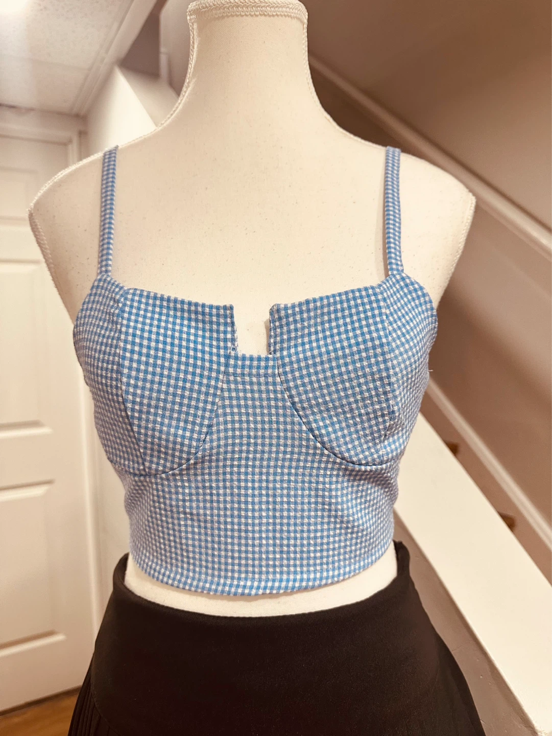 Blue Gingham Crop Top