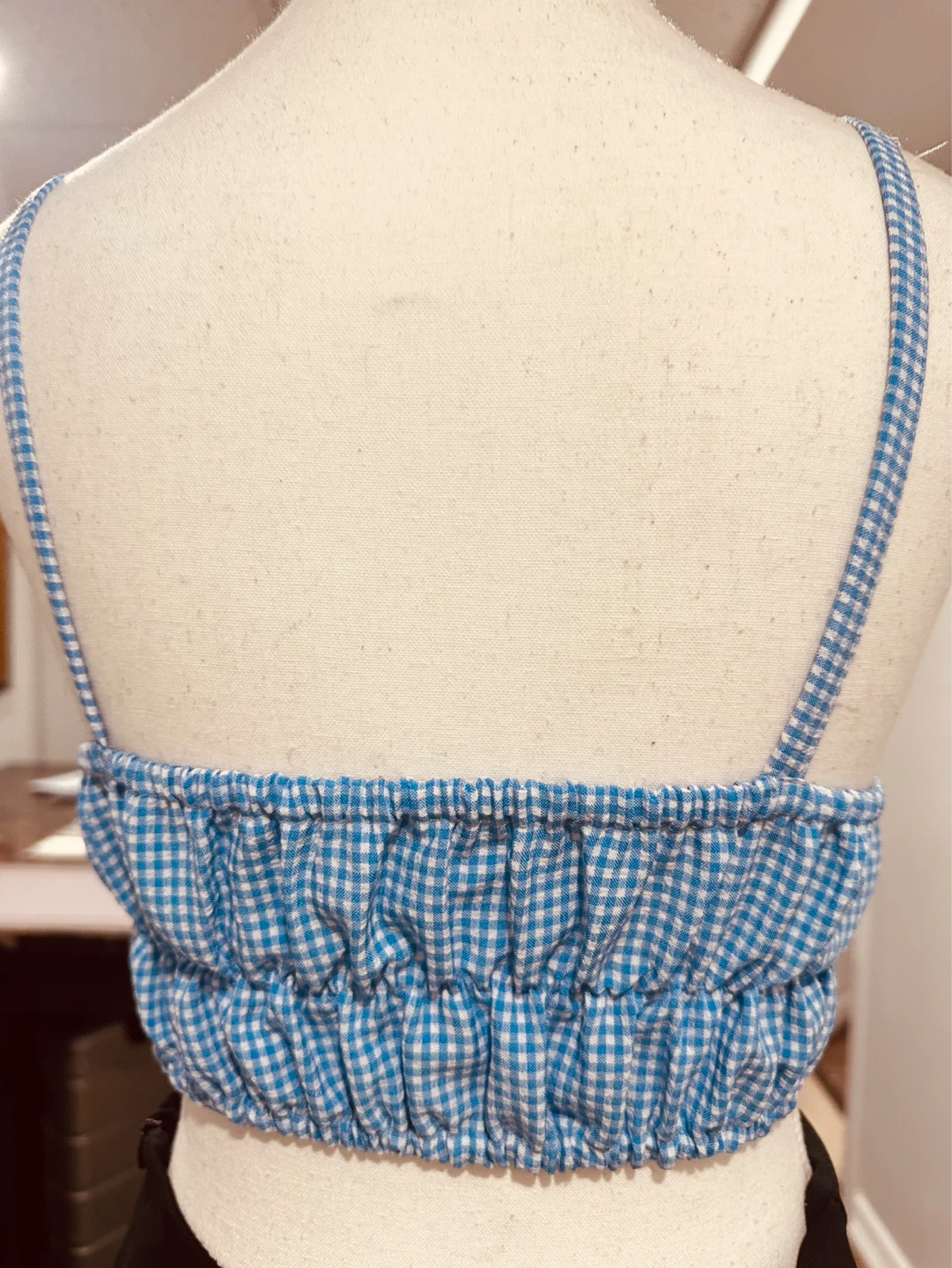 Blue Gingham Crop Top - photo 3