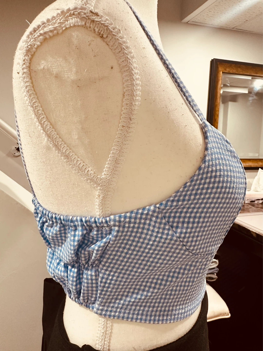 Blue Gingham Crop Top - photo 2