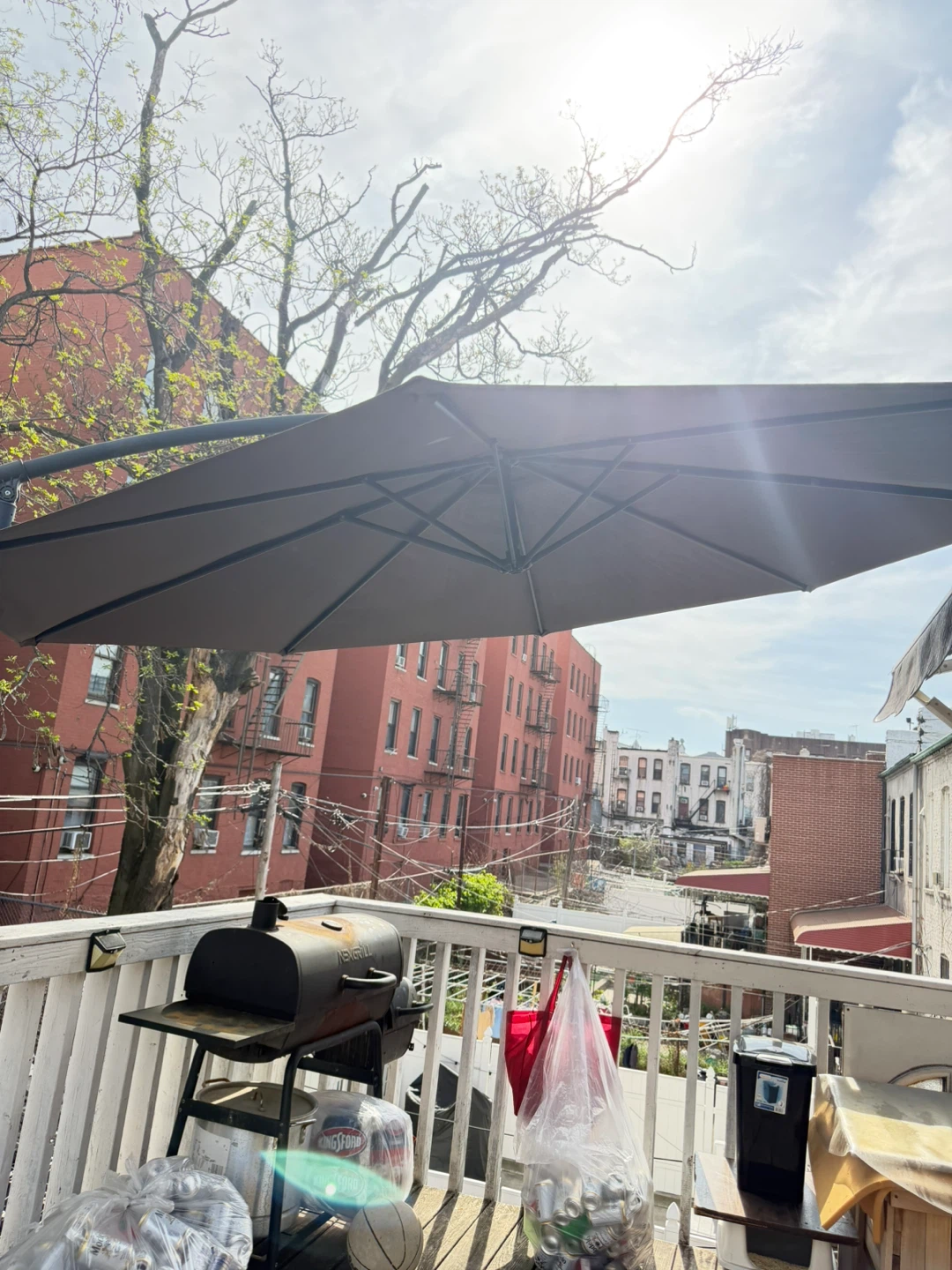 Brown Cantilever Patio Umbrella with Stand - photo 4