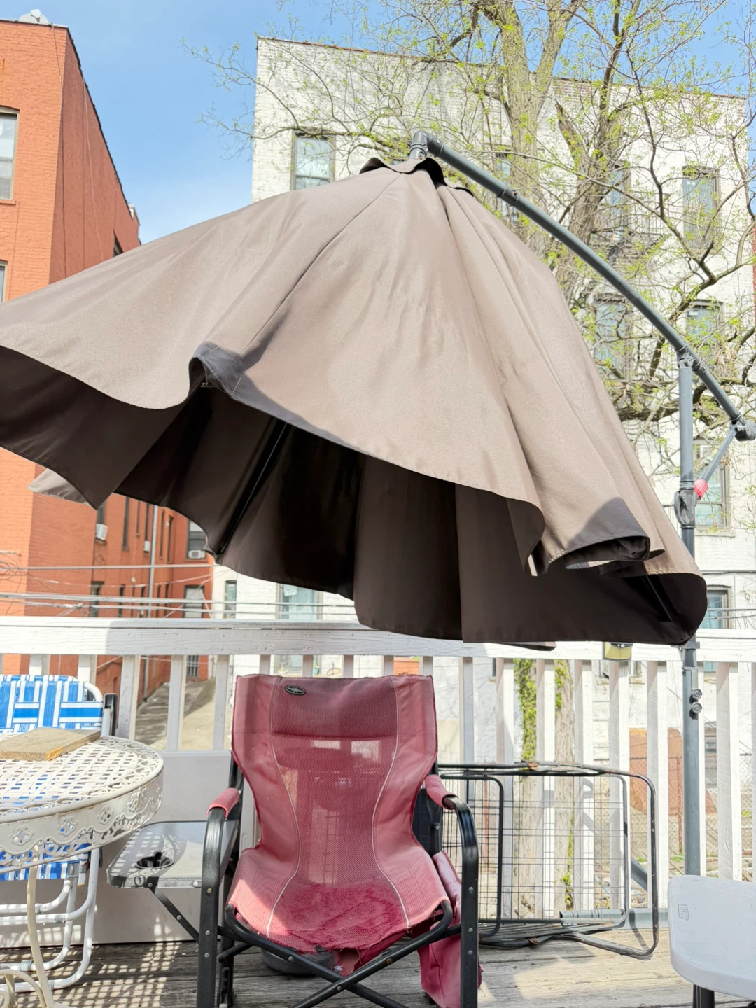 Brown Cantilever Patio Umbrella with Stand - photo 5