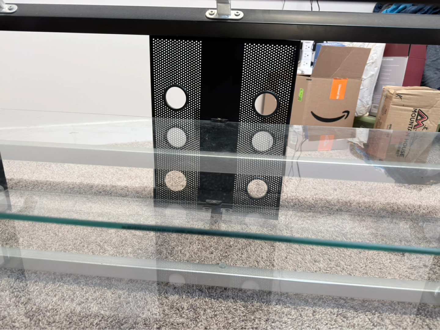 Glass Entertainment Stand with Black Frame - photo 2