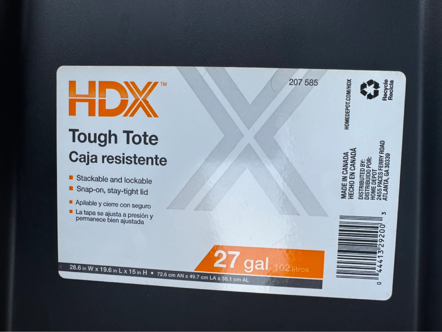 HDX 17 Gallon Tough Tote Storage Bin - photo 5