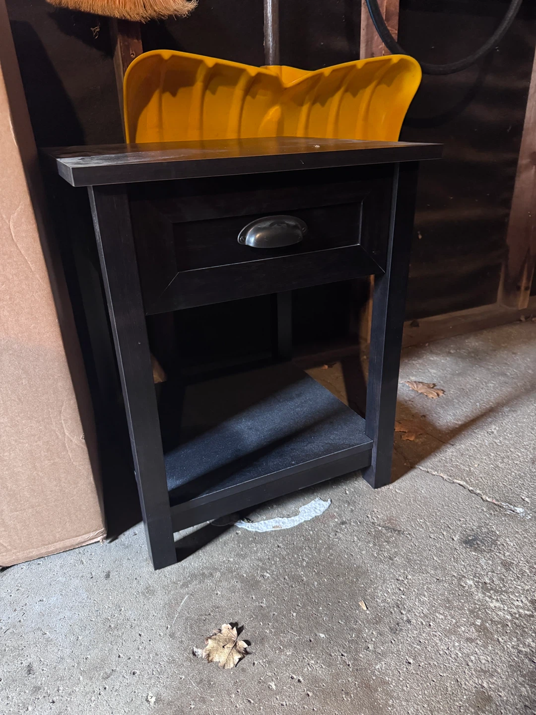 Black Nightstand with Drawer
