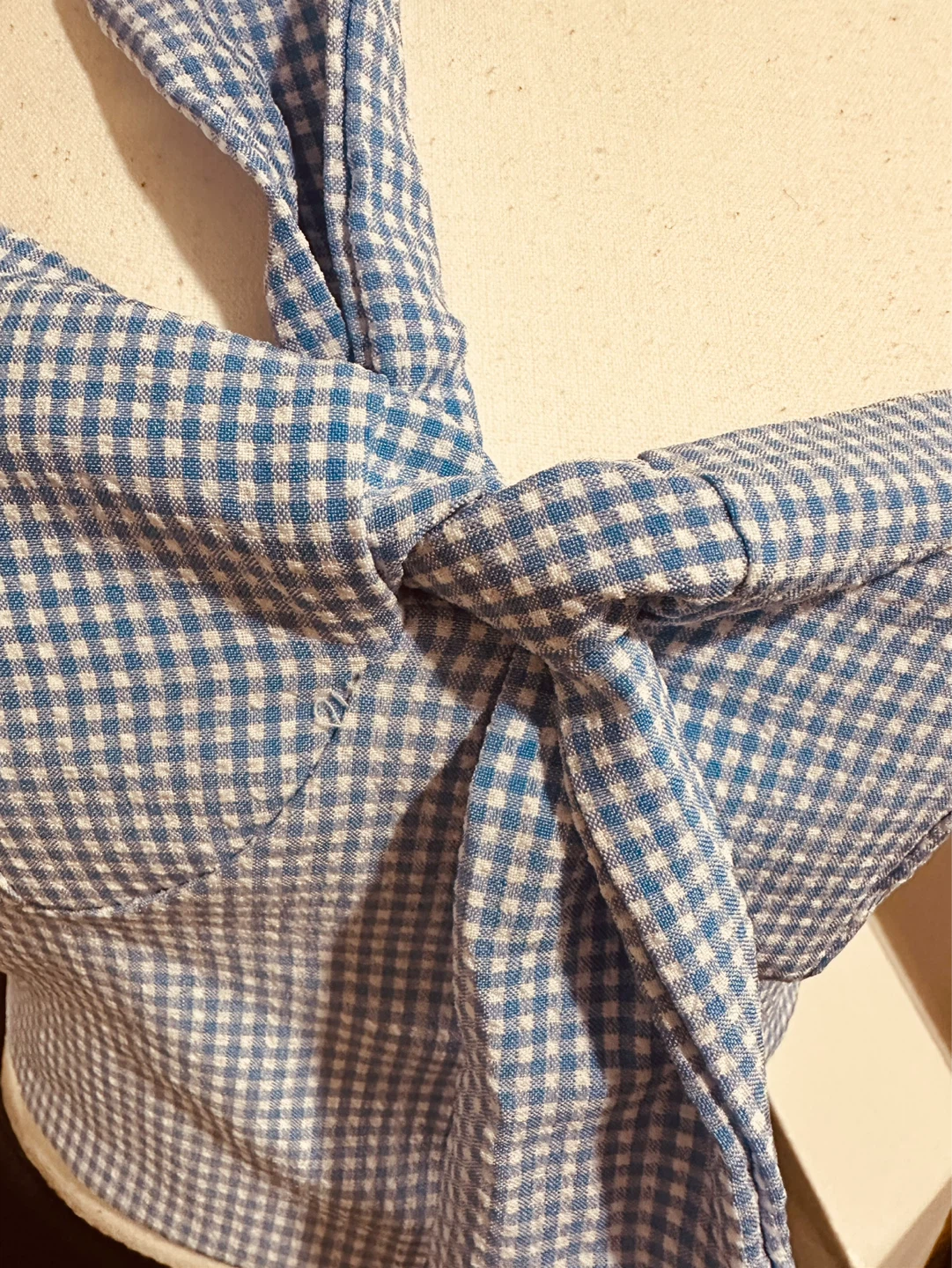 Blue Gingham Bow Front Crop Top - photo 4