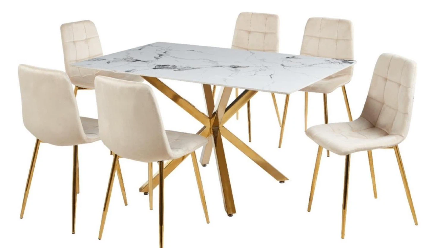 Dining Table Set with 6 Chairs