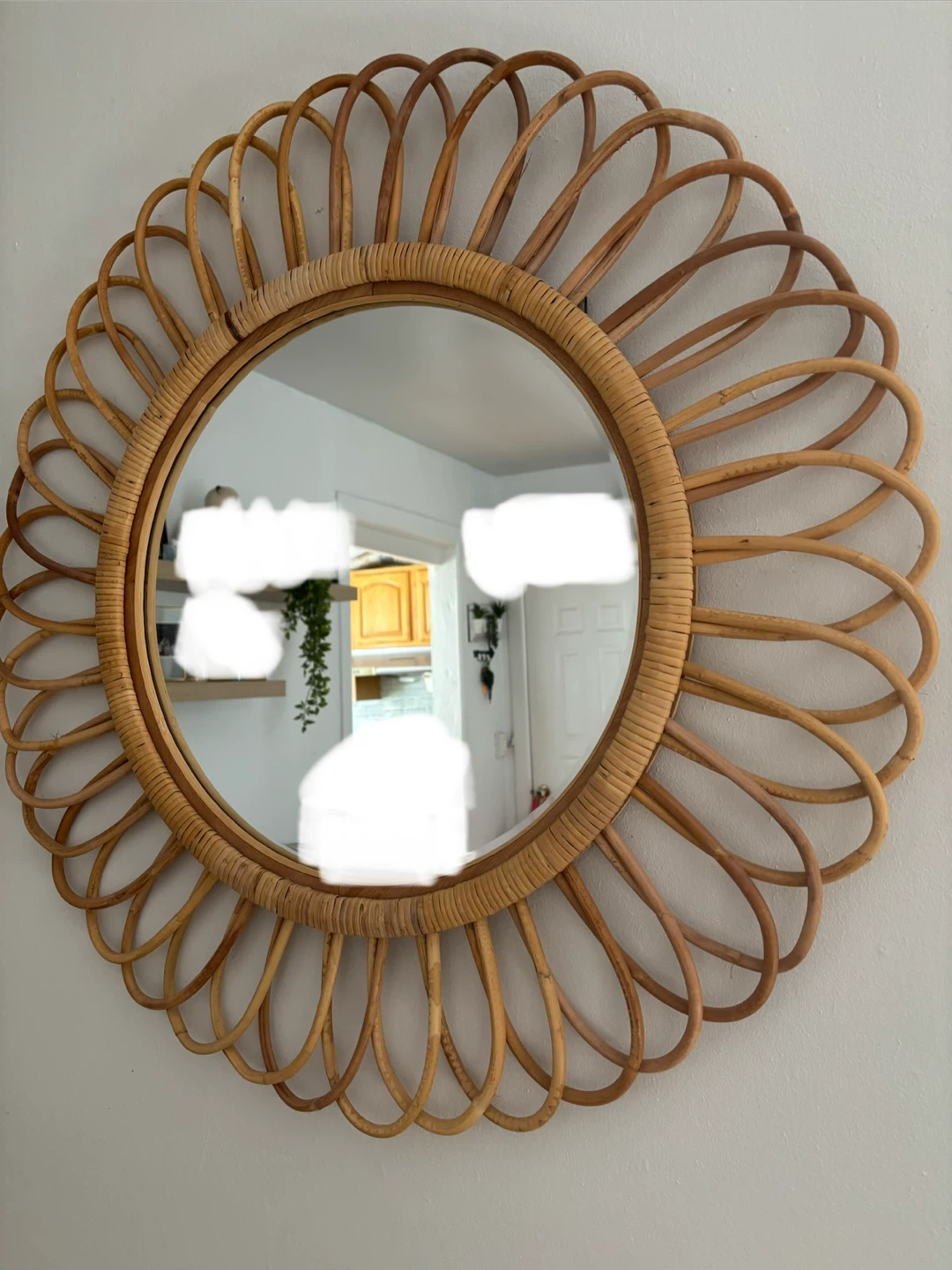 Round Rattan Sunburst Wall Mirror