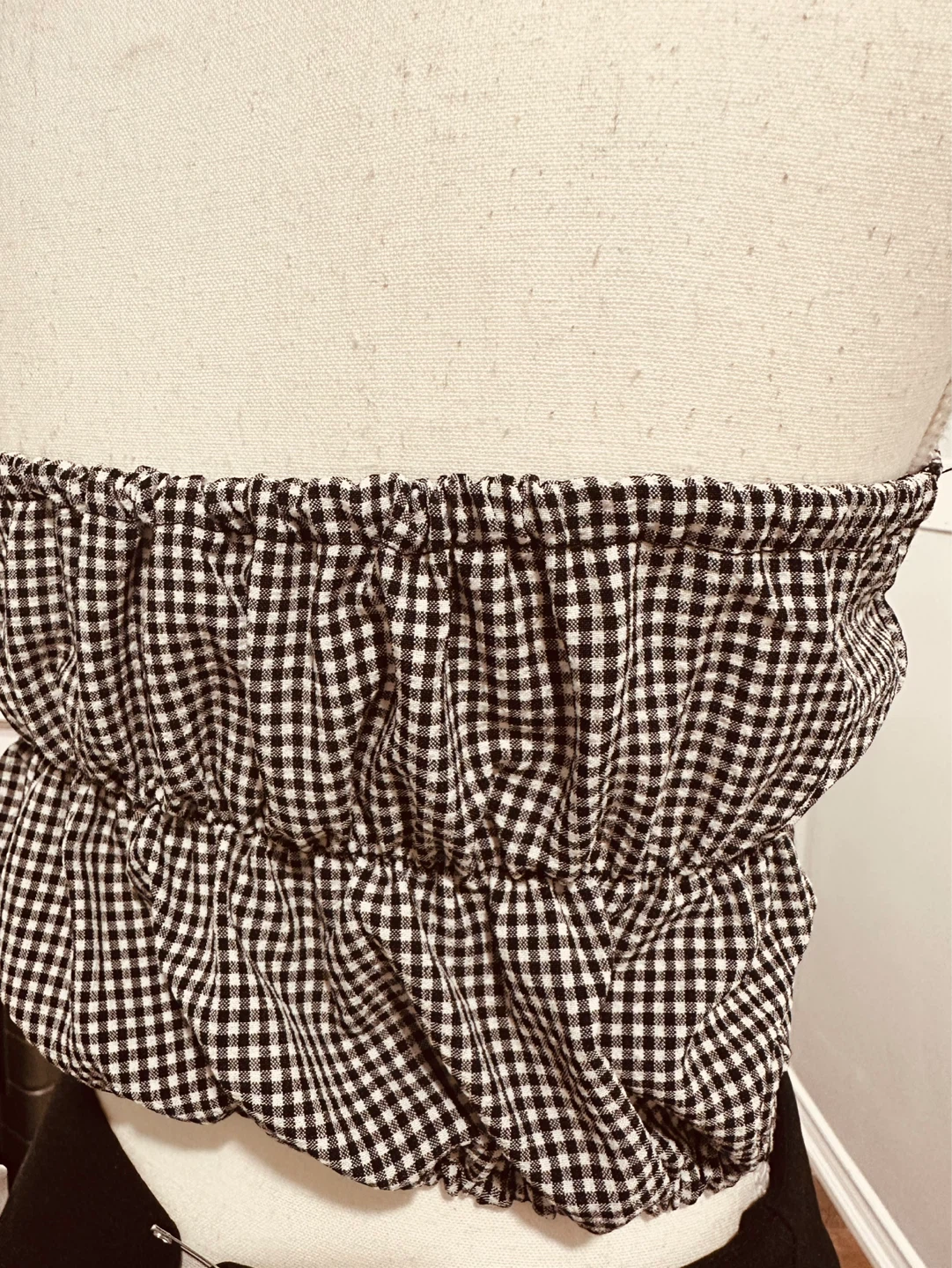 Buy 1 get 1 free Black and White Gingham Bow Tube Top - photo 3