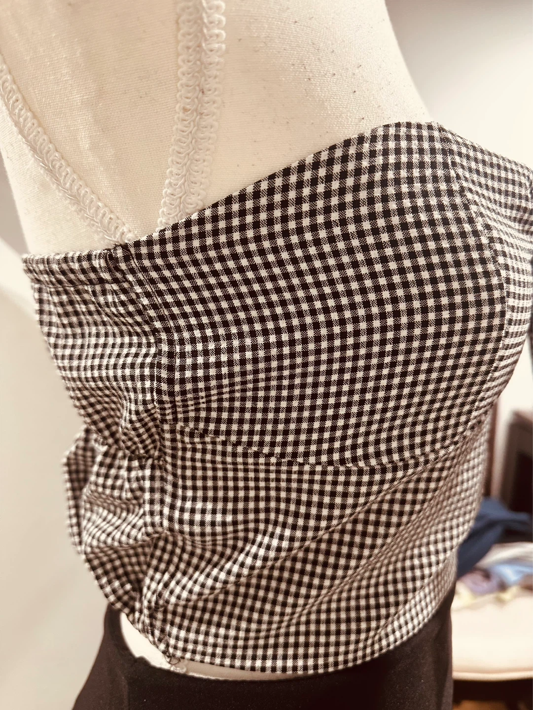 Buy 1 get 1 free Black and White Gingham Bow Tube Top - photo 2