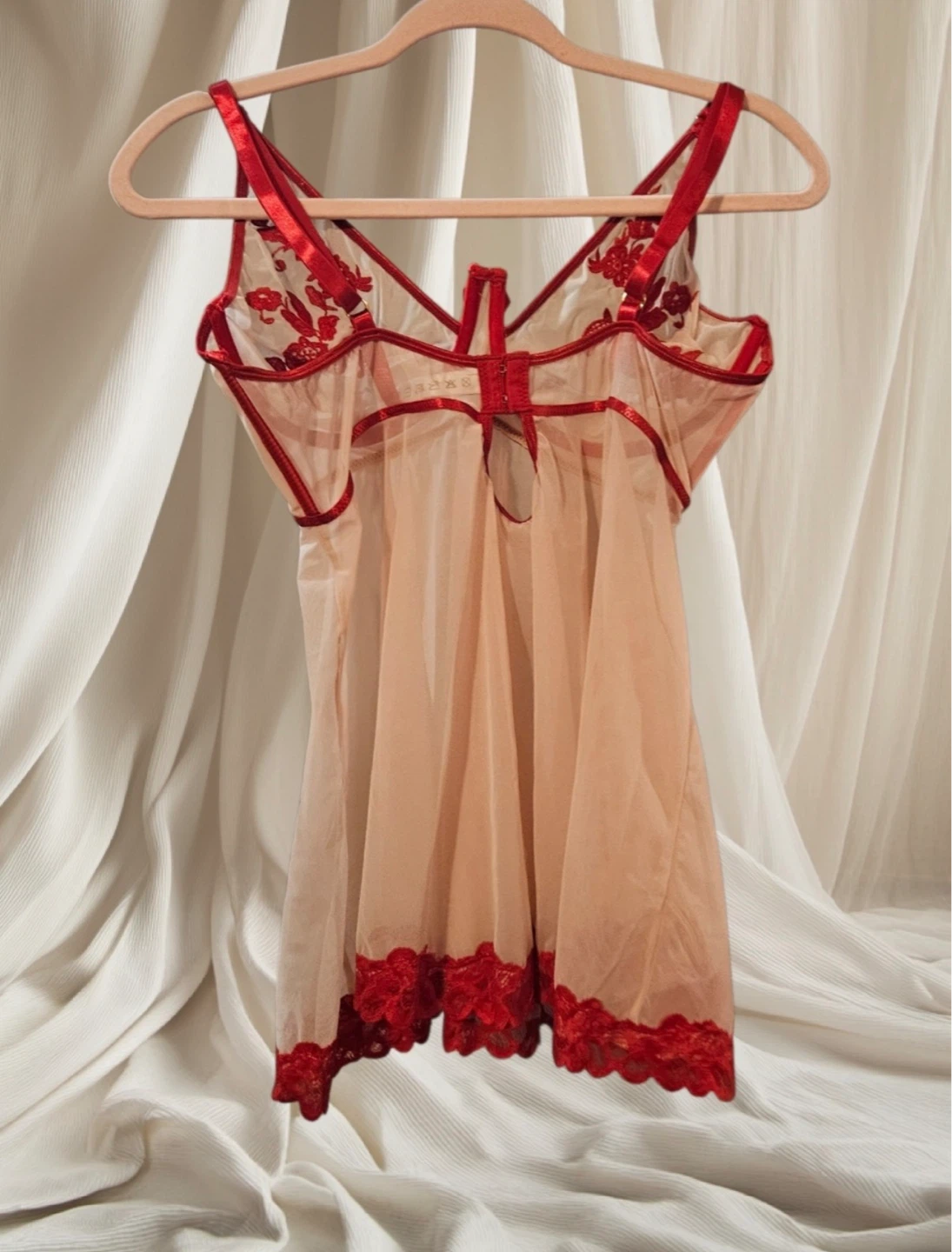 Coquette Nude and Red Women's XL Sheer Lingerie - photo 2