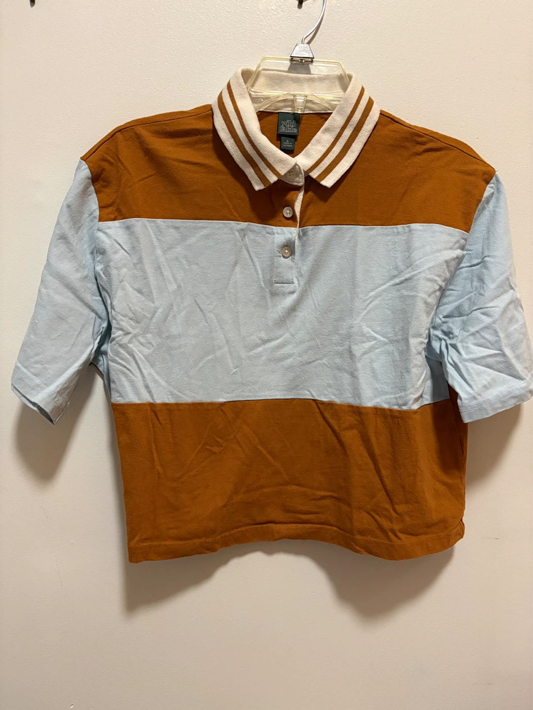 Wild Fable Women's 100% Cotton Cropped Polo Shirt - Size Small