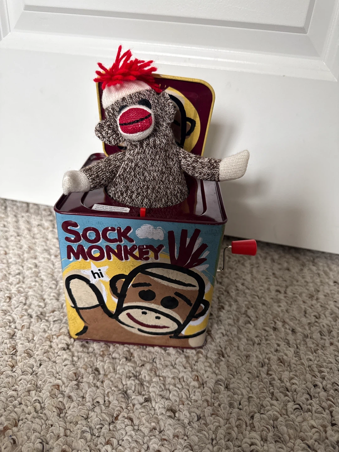 Sock Monkey Jack-in-the-Box Toy - photo 2