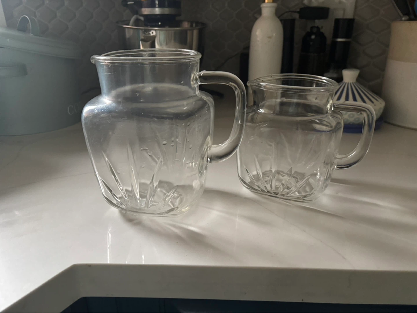 Vintage Clear Glass Pitchers (Set of 2)