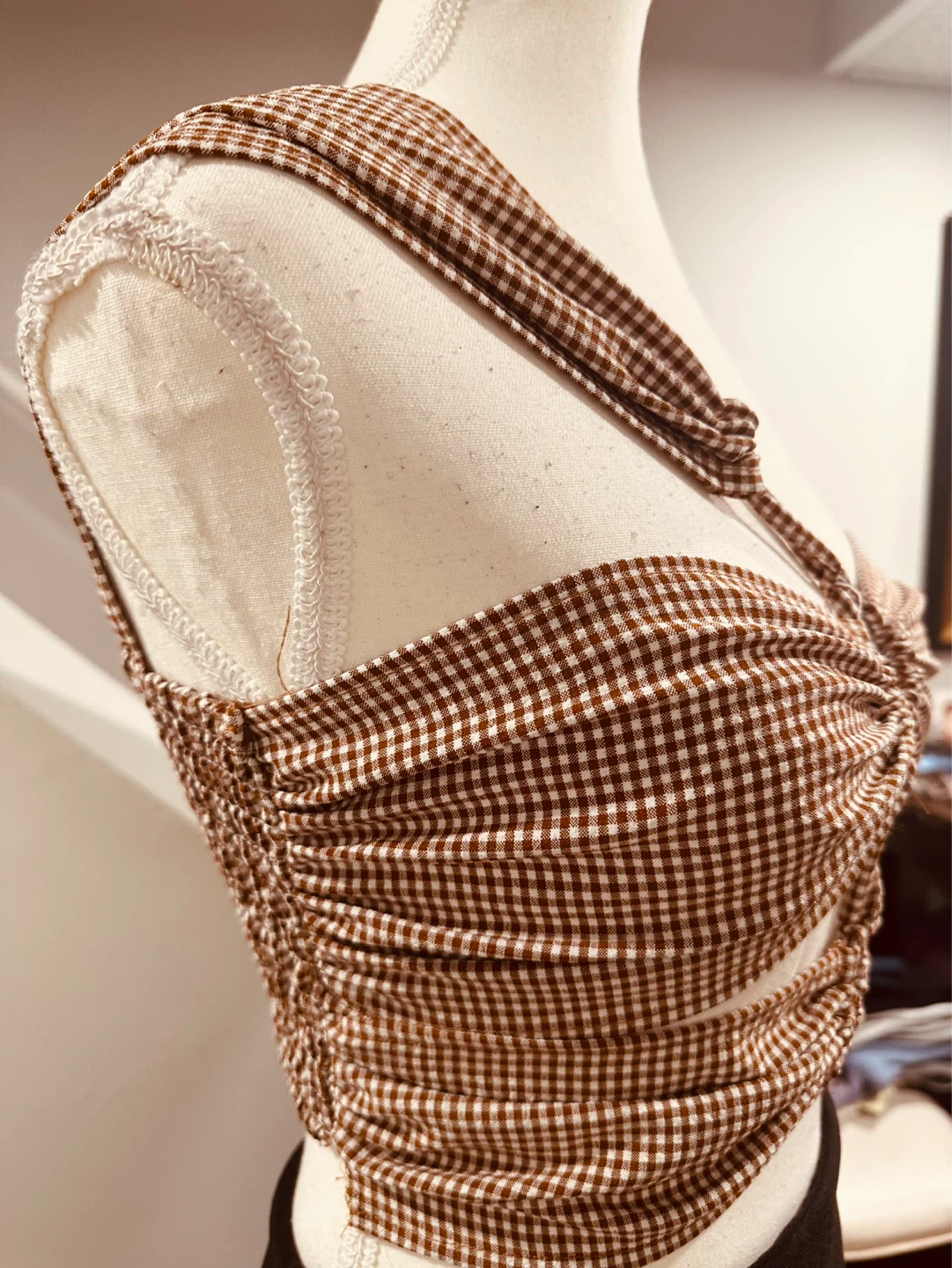 Brown Gingham Halter Top - photo 2