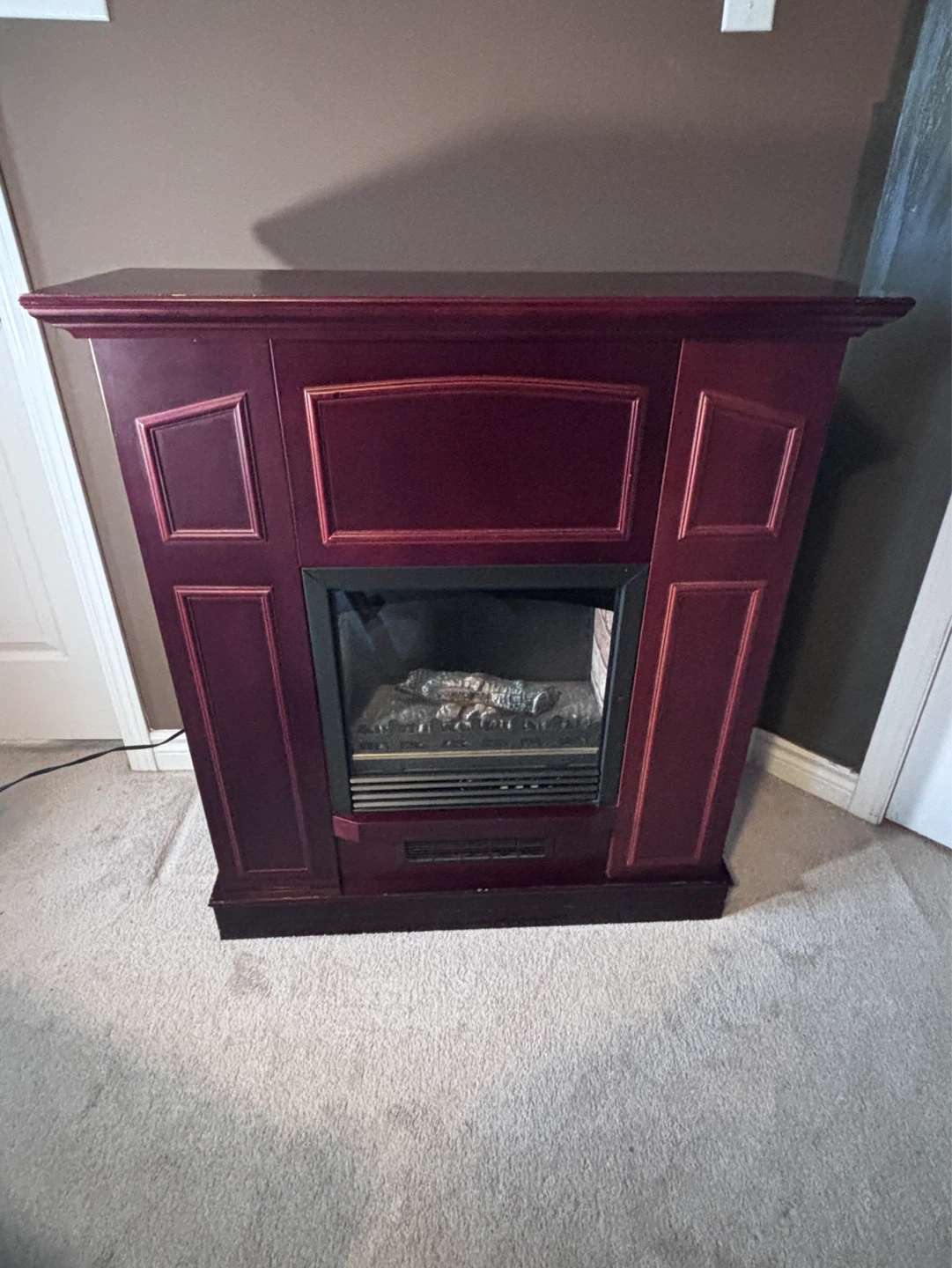 Electric Fireplace with Wood Log Accent